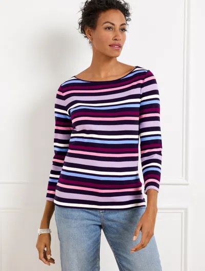 Talbots Plus Petite - Bateau Neck T-shirt - Graham Stripe - Indigo - 3x - 100% Cotton