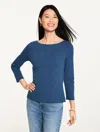 Talbots Plus Petite - Bateau Neck T-shirt - Lazulite Heather - X - 100% Cotton  In Blue