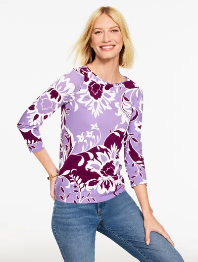Talbots Plus Petite - Bateau Neck T-shirt - Luxe Damask - Violetta/party Plum - 1x  In Multi