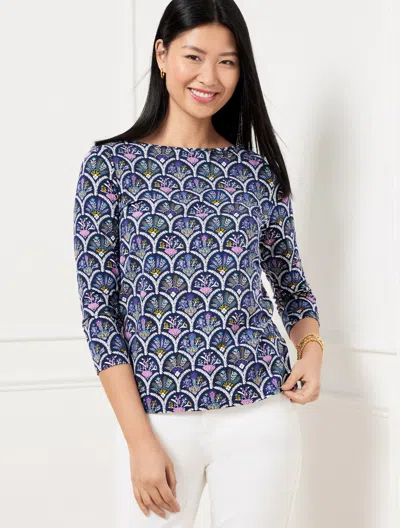 Talbots Plus Petite - Bateau Neck T-shirt - Scalloped Floral - Ink - 3x