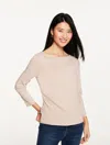 Talbots Plus Petite - Bateau Neck T-shirt - Sesame Heather - 3x - 100% Cotton  In Neutral