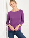 Talbots Plus Petite - Bateau Neck T-shirt - Solids - Mulberry Wine - 3x