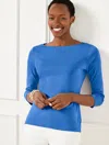 Talbots Plus Petite - Bateau Neck T-shirt - Solids - Royal Blue - 3x