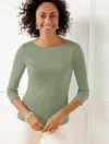 Talbots Plus Petite - Bateau Neck T-shirt - Solids - Spring Moss - 2x