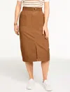 Talbots Plus Petite - Belted Twill Midi Skirt - Sierra Brown - 18