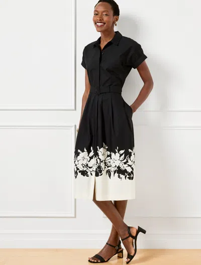 Talbots Misses - Bicolor Poppy Poplin Shirtdress - Ivory/black - 14 - 100% Cotton  In Ivory,black