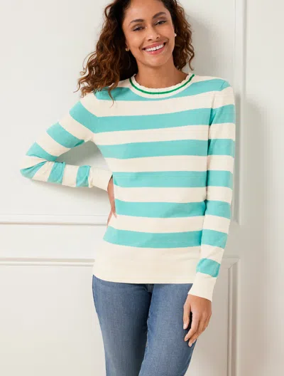 Talbots Bicolor Stripe Crewneck Sweater Pullover - Ivory - 1x