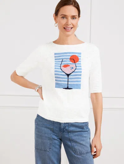 Talbots Plus Petite - Boatneck Pullover Sweater - Cocktail - White - 3x