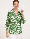 Talbots Plus Petite - Botanical Paradise Tunic Top - White/olive Grove - 3x