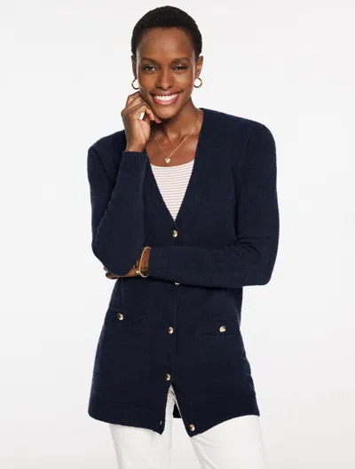 Talbots Plus Petite - Bouclé V-neck Cardigan Sweater - Blue - 3x
