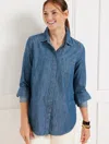 Talbots Plus Petite - Boyfriend Shirt - Denim - Indigo Night Wash - 2x - 100% Cotton  In Indigo Night Wash