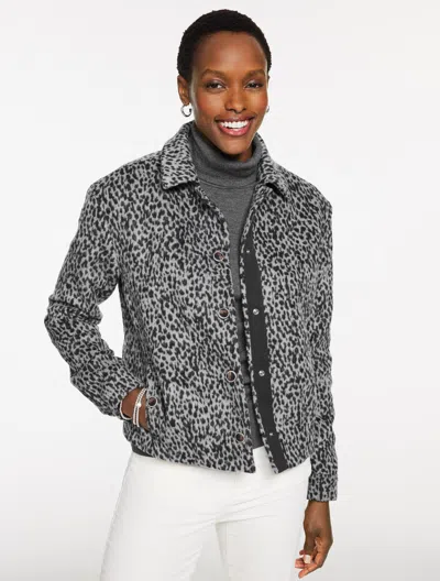 Talbots Plus Petite - Brushed Jacket - Snow Leopard - Grey Sky - 2x  In Gray