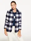 Talbots Plus Petite - Buffalo Check Tipped Jacket - Ivory/indigo - 3x  In Multi