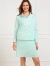Talbots Plus Petite - Bungee Hem Half-zip Sweatshirt - Picnic Plaid - White/light Jade - 1x