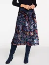 Talbots Plus Petite - Burnout Velvet Skirt - Floral Paisley - Indigo - 20  In Blue