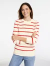 Talbots Plus Petite - Button Crewneck Sweater Pullover - Stripe - Ivory/dark Orange - 3x
