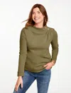 Talbots Plus Petite - Button Shoulder Sweatshirt - Burnt Olive - X  In Brown