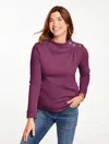 Talbots Plus Petite - Button Shoulder Sweatshirt - Eggplant - 2x  In Purple