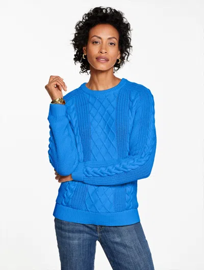 Talbots Plus Petite - Cable Knit Crewneck Sweater - Azure Blue - 3x - 100% Cotton