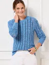 Talbots Plus Petite - Cable Knit Crewneck Sweater - Blue Ice Marl - 1x  In Blue Ice Marl