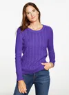 Talbots Plus Petite - Cable Knit Crewneck Sweater - Brilliant Purple - 3x