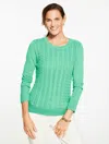 Talbots Plus Petite - Cable Knit Crewneck Sweater - Ice Green - 2x  In Green
