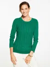 Talbots Plus Petite - Cable Knit Crewneck Sweater - Lush Green - 3x