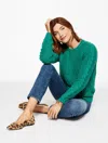 Talbots Plus Petite - Cable Knit Crewneck Sweater - Lush Green Heather - 1x - 100% Cotton