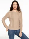 Talbots Plus Petite - Cable Knit Crewneck Sweater - Marl - Light Chestnut Marl - 3x - 100% Cotton