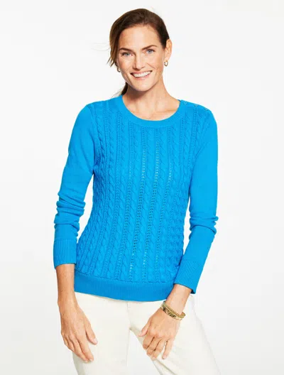 Talbots Plus Petite - Cable Knit Crewneck Sweater - Pond Blue - 3x