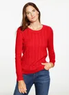 Talbots Plus Petite - Cable Knit Crewneck Sweater - Red - 3x