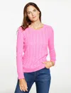 Talbots Plus Petite - Cable Knit Crewneck Sweater - Stunning Pink - 1x