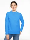 Talbots Plus Petite - Cable Knit Funnel Neck Zip Pullover Sweater - Azure Blue - 3x - 100% Cotton