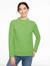 Talbots Plus Petite - Cable Knit Funnel Neck Zip Pullover Sweater - Fern Green - 3x - 100% Cotton