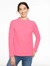 Talbots Plus Petite - Cable Knit Funnel Neck Zip Pullover Sweater - Petunia Pink - 1x - 100% Cotton  In Pink