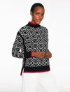 Talbots Plus Petite - Cable Knit Mockneck Sweater - Lattice Lodge - Black/ivory - 3x  In Black