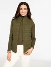 Talbots Plus Petite - Cable Knit Quilted Vest - Oak Moss Heather - 3x  In Green