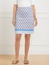 Talbots Plus Petite - Canvas A-line Skirt Â Woodblock Floral - Lakeside Blue/pink Rouge - 14  In Lakeside Blue,pink Rouge