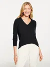 Talbots Plus Petite - Cashmere V-neck Sweater - Black - 1x