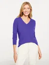 Talbots Plus Petite - Cashmere V-neck Sweater - Brilliant Purple - 3x  In Blue