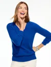 Talbots Plus Petite - Cashmere V-neck Sweater - Lush Geeen - 1x  In Blue