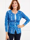 Talbots Plus Petite - Charming Cardigan Sweater - Floral Medallion - Blue Wave - 3x  In Blue Wave