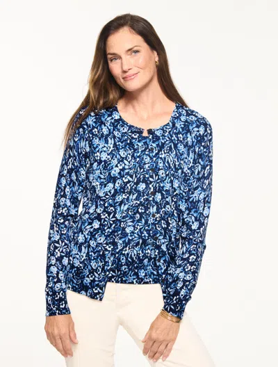 Talbots Plus Petite - Charming Cardigan Sweater - Ravishing Floral - Ink - 3x  In Black