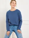 Talbots Misses - Chunky Knit Roll Neck Sweater - Navy Blue Dusk - Large - 100% Cotton  In Navy Blue Dusk