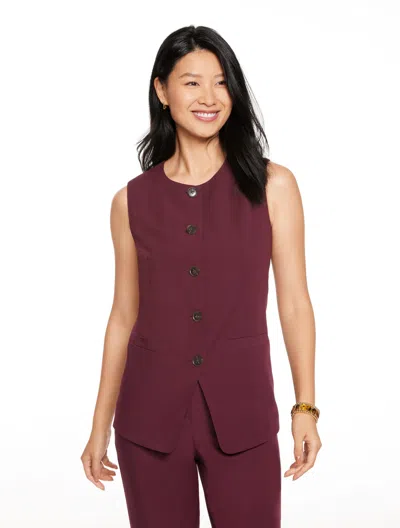 Talbots Plus Petite - City Twill Vest - Rich Burgundy - 22  In Brown