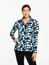 Talbots Plus Petite - Classic French Terry Half-zip Pullover Sweater - Dazzling Diamond - Black/purple Garne In Multi