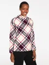 Talbots Plus Petite - Classic French Terry Mockneck Pullover Sweater - Bias Chilly Plaid - Ivory - 3x Talbot In White