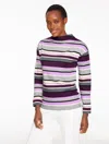 Talbots Plus Petite - Classic French Terry Mockneck Pullover Sweater - Sophie Stripe - Grey Sky Heather - X  In Multi