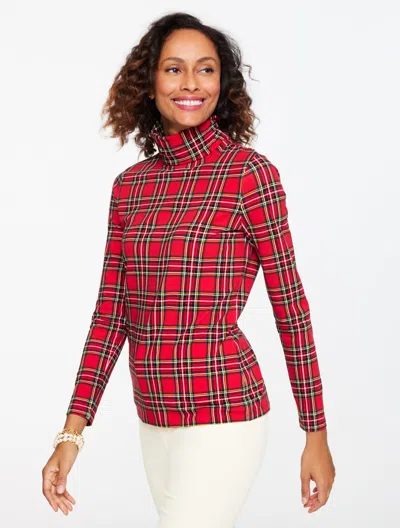 Talbots Plus Petite - Classic Turtleneck Top - Holiday Plaid - Red - 3x