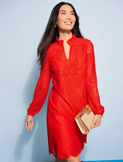 Talbots Plus Petite - Coastal Lace Ruffle Shift Dress - Dark Orange - 22